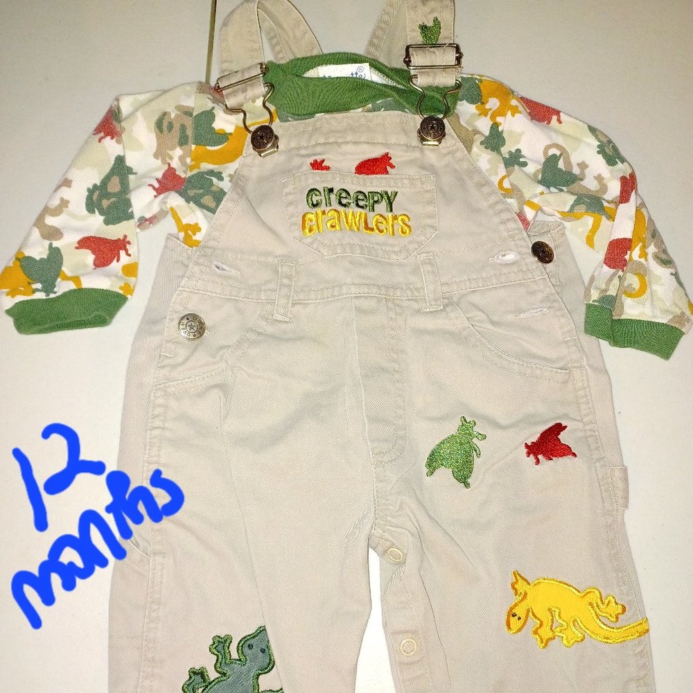 Boys toddler/infant RETRO overalls and shirt set Jeans Wear , size 12 months